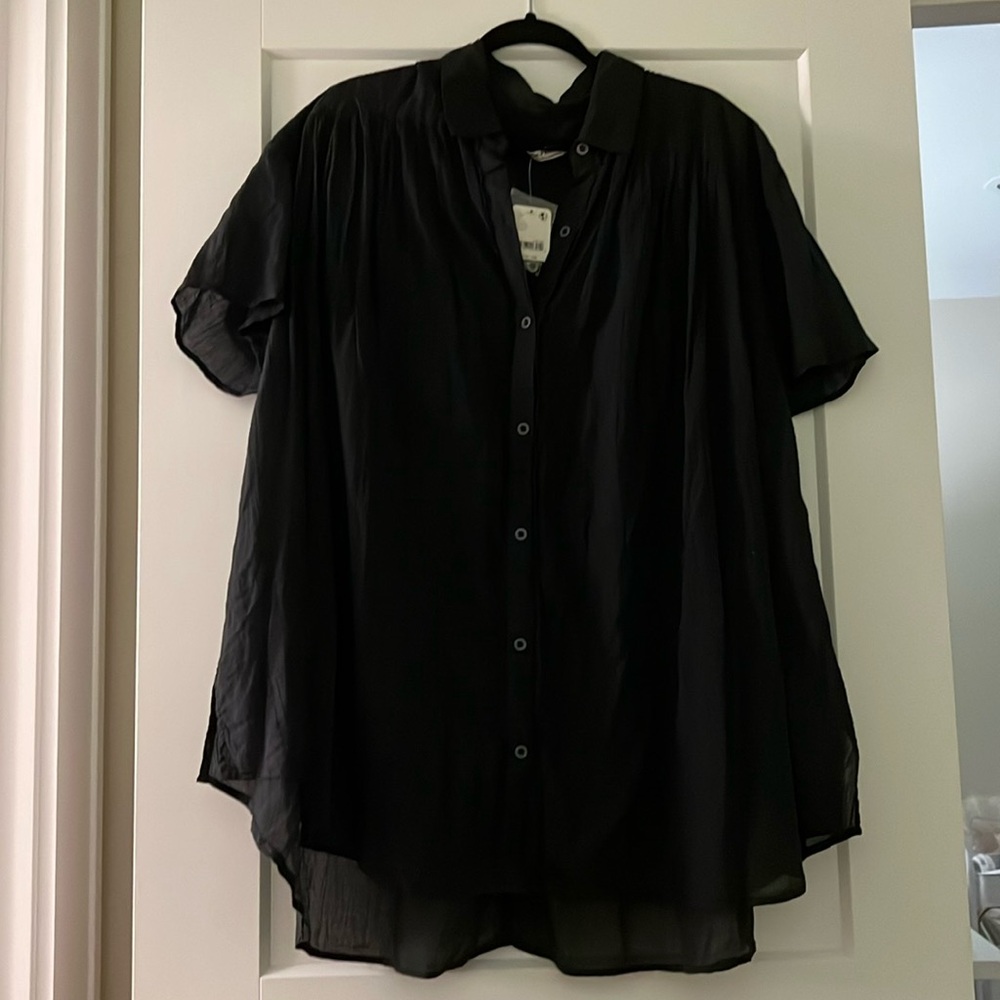 Free People Black Button Down Dress